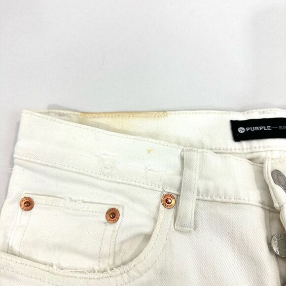 Purple Brand Jeans Style No. P001 Slim Fit Low Rise With Slim Leg Distressed Whi - Picture 5 of 11